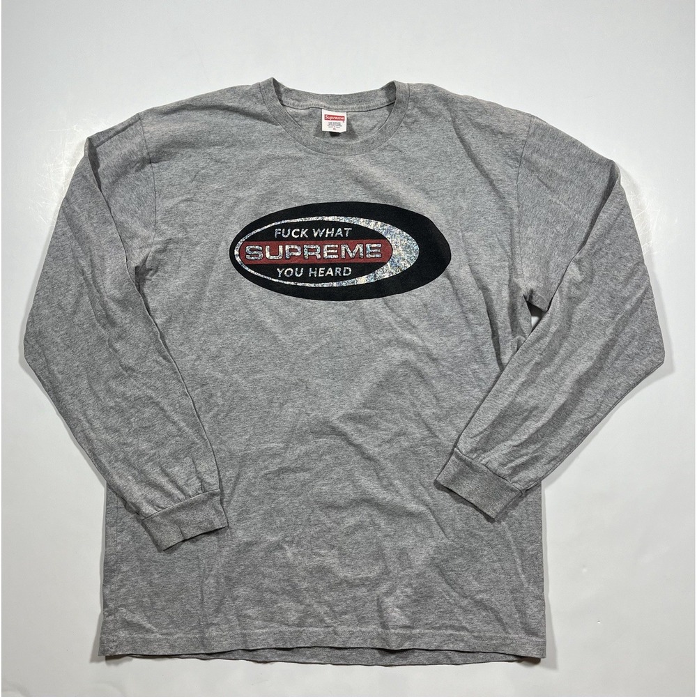 Supreme F*ck What You Heard L/S T Shirt Mens XL Gray Holographic FW16